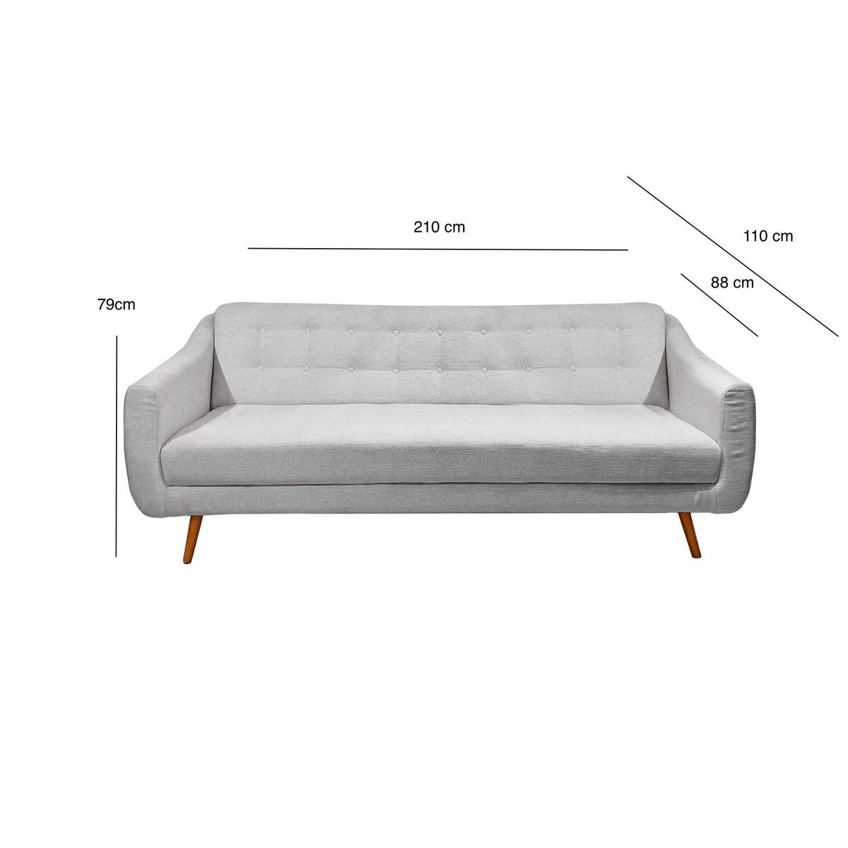 DECOCASA - Sofá 3 cuerpos Mimo 210x79x88 cm Tela