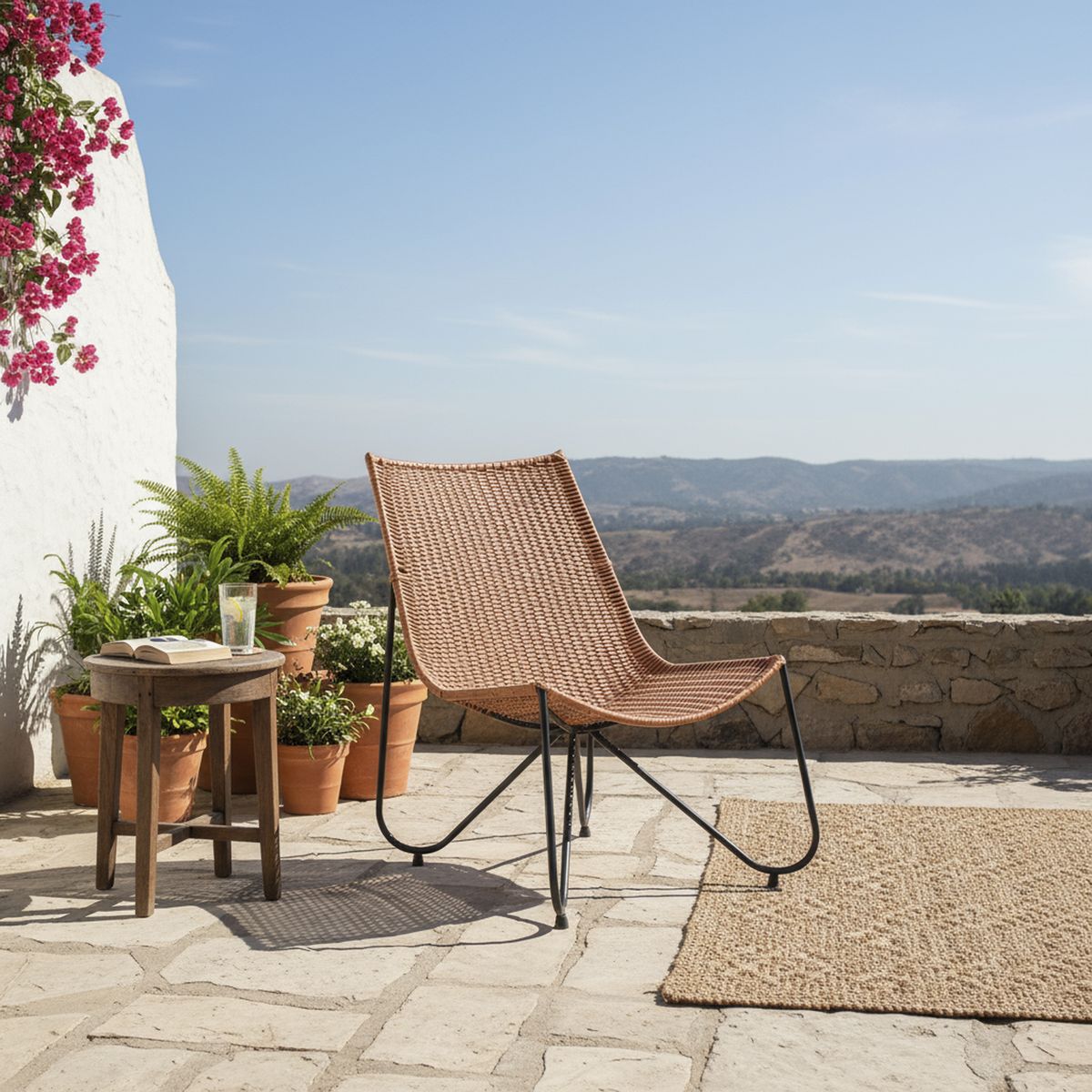 GENERICO - Reposera Tejida Mimbre Camel