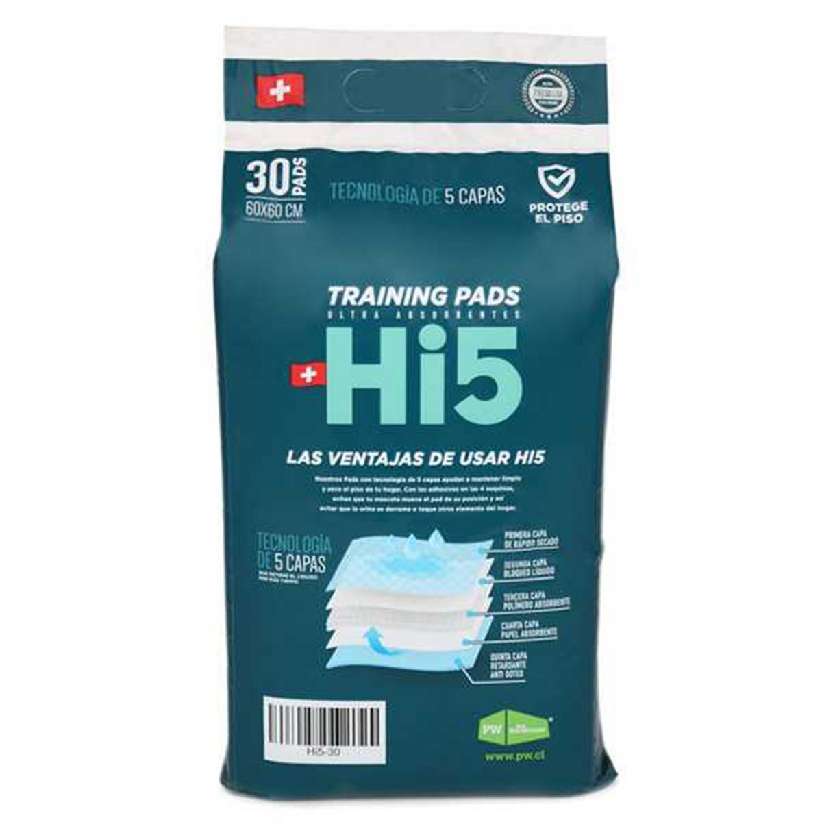 HI5 - Sabanilla para mascotas con carbón activado de 60 x 60 cm