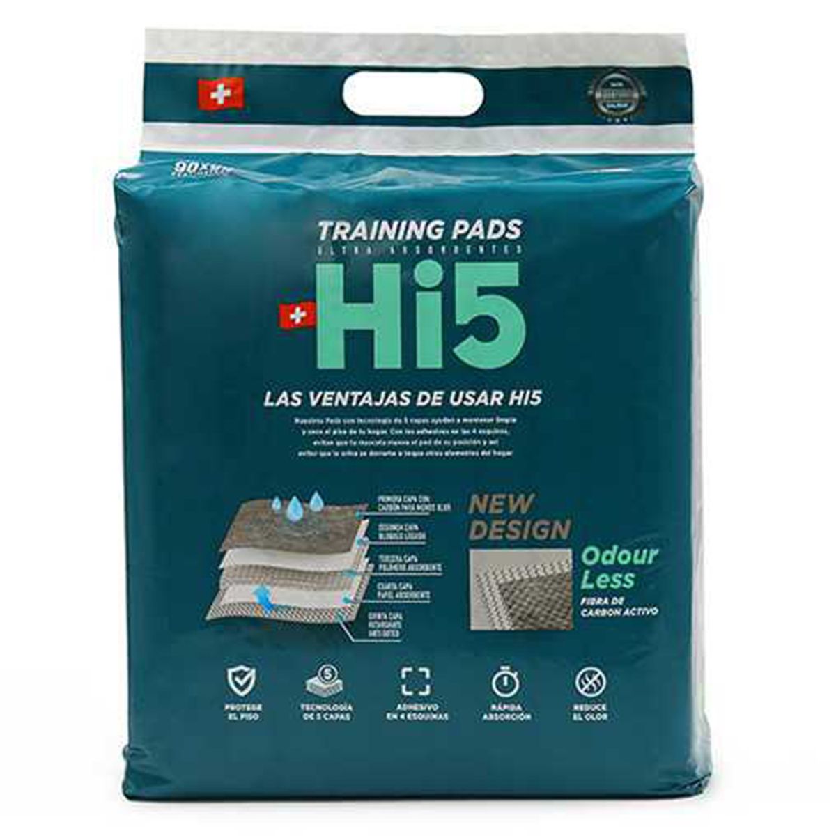 HI5 - Sabanilla para mascotas con carbón activado de 90 x 90 cm