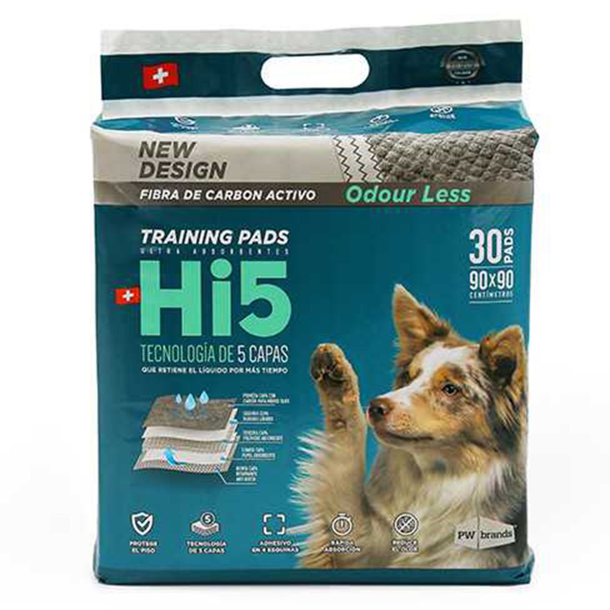 HI5 - Sabanilla para mascotas con carbón activado de 90 x 90 cm