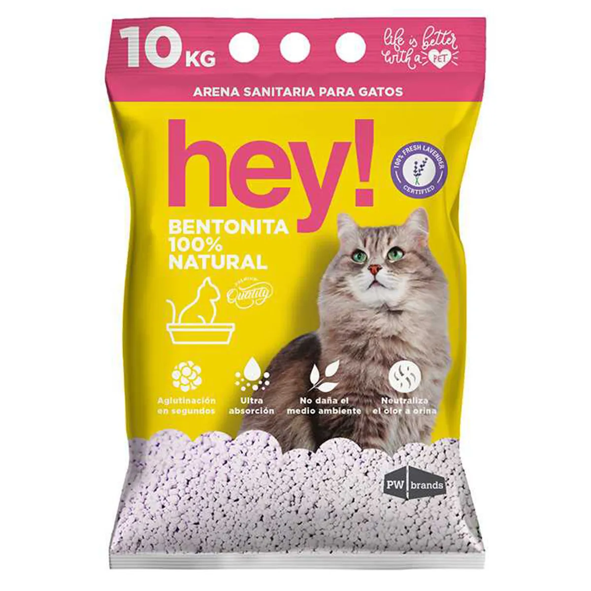 HEY - Arena sanitaria para gatos con aroma a lavanda 10 kg