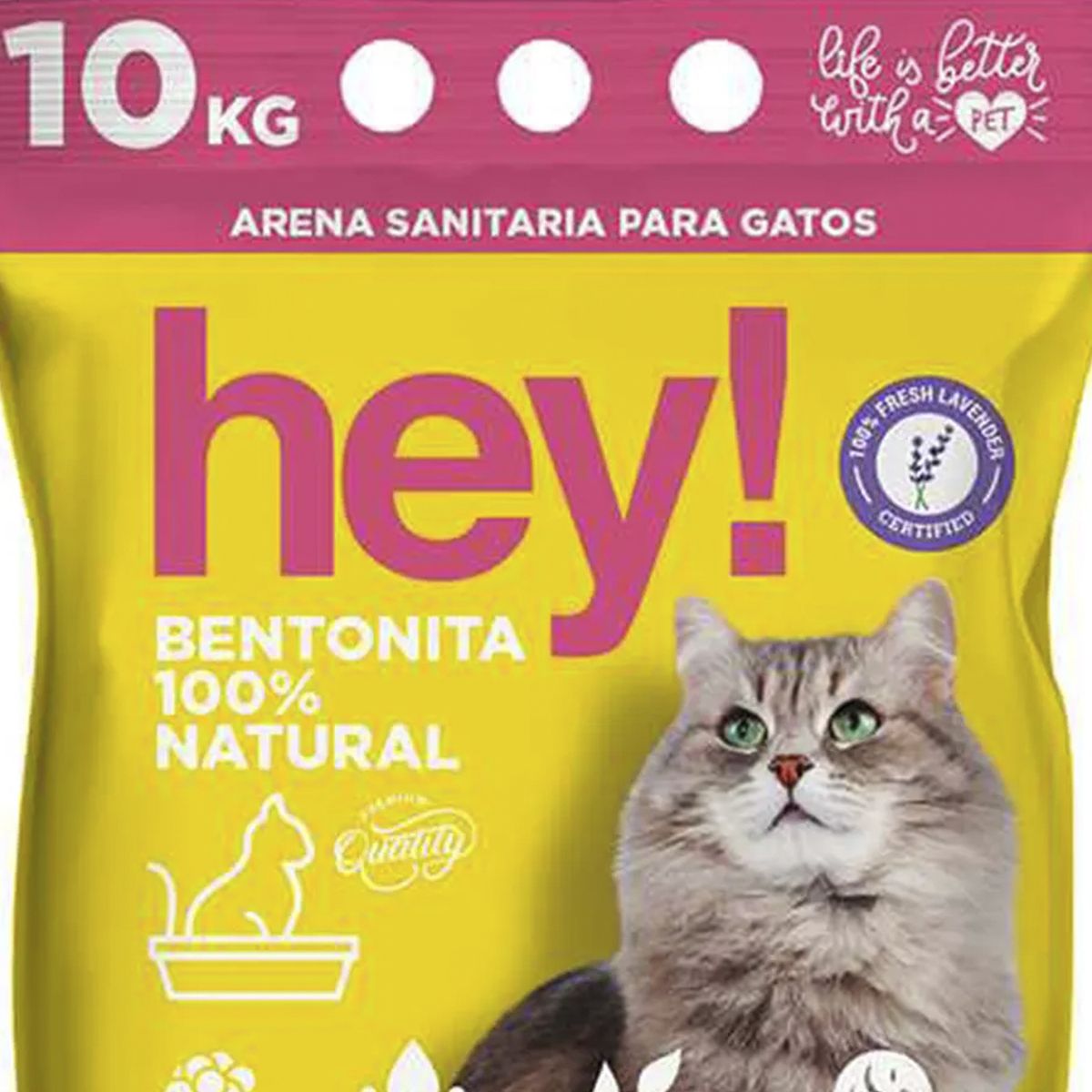 HEY - Arena sanitaria para gatos con aroma a lavanda 10 kg
