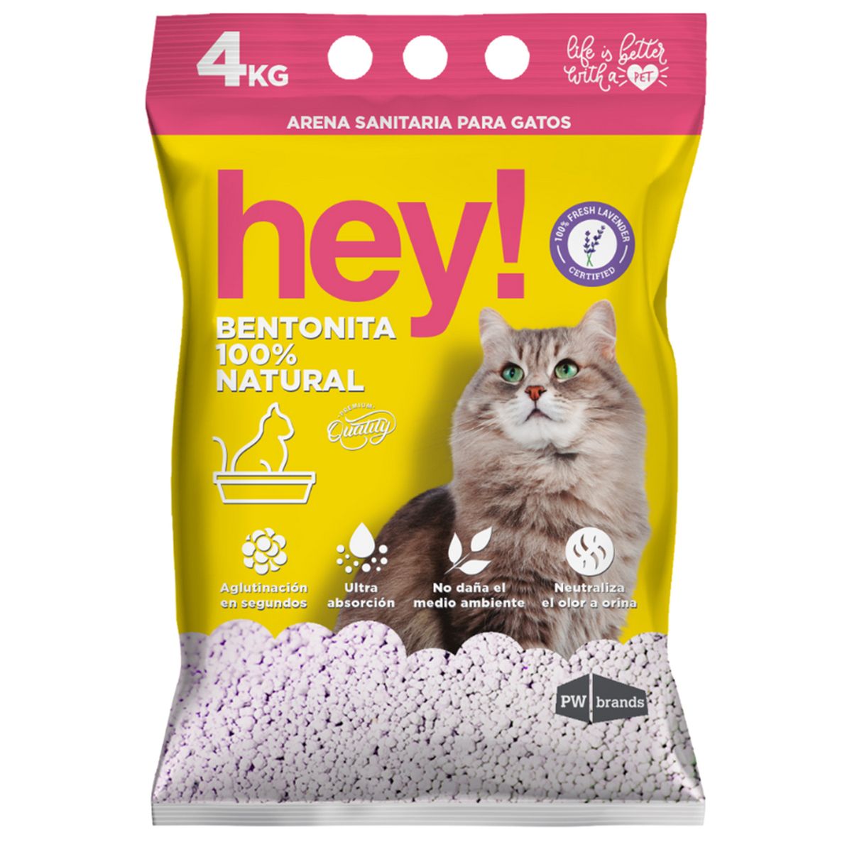 HEY - Arena sanitaria para gatos con aroma a lavanda 4 kg