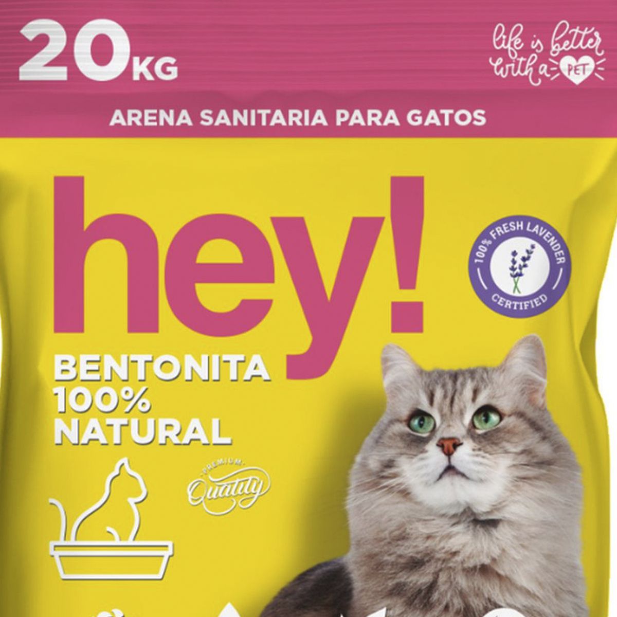 HEY - Arena sanitaria para gatos con aroma a lavanda 20 kg