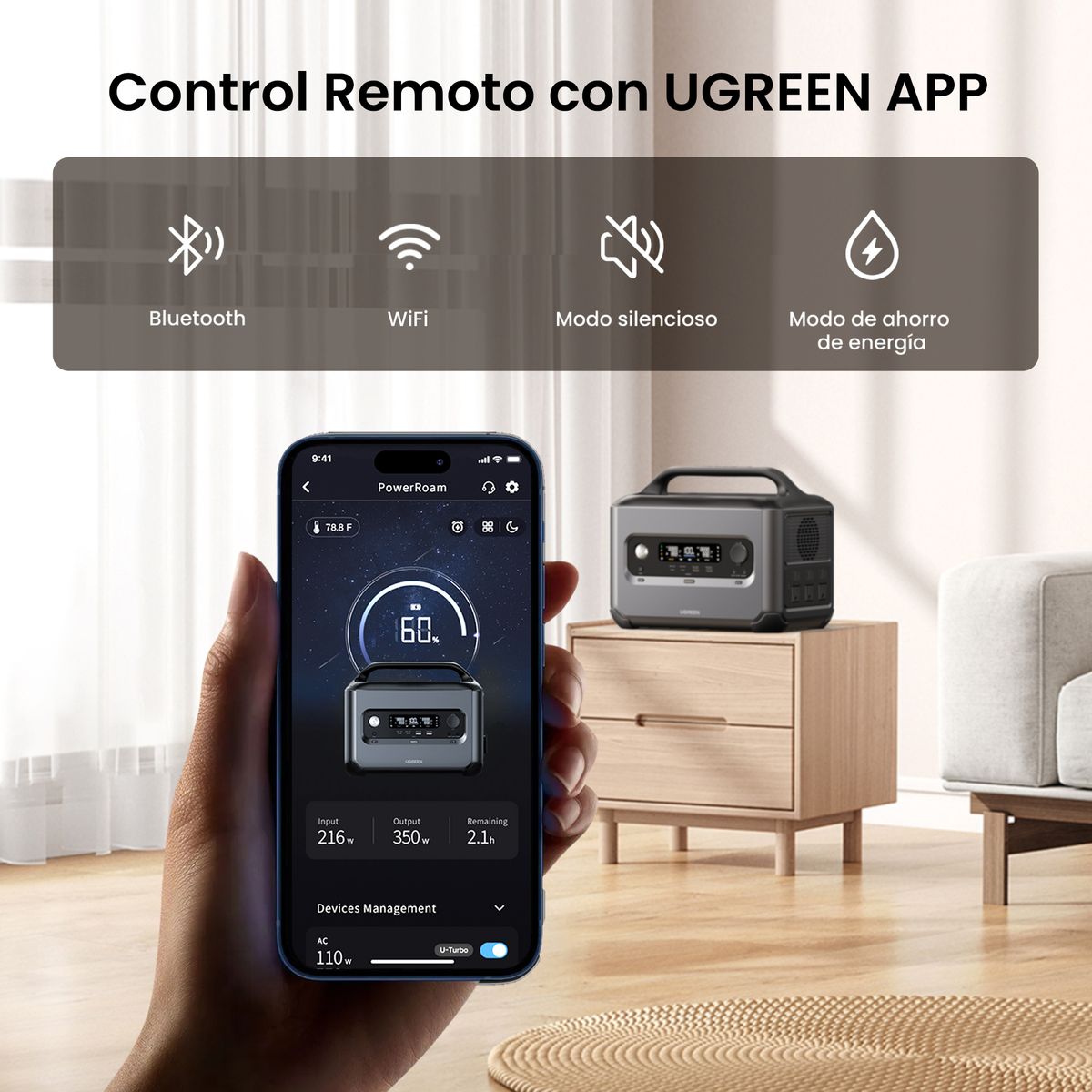 UGREEN - Estación de Energía Portátil 680Wh con Carga Solar 200 W MÁX y Salida AC 600Wx2