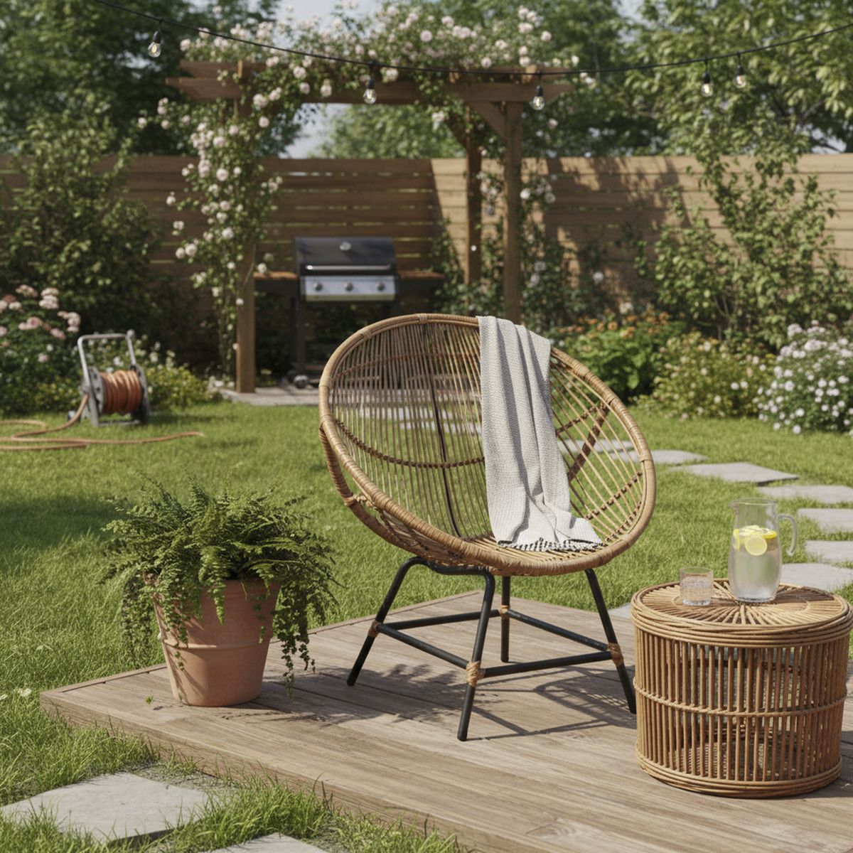 GENERICO - Silla para Terraza Mimbre Palito Camel 80x73x73 cm