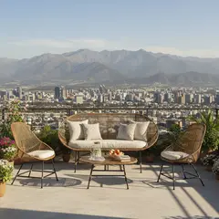 GENERICO - Silla para Terraza Mimbre Palito Camel 90x68x68 cm