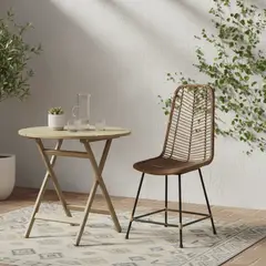 GENERICO - Silla para Terraza Mimbre Espiga Camel 96x43x43 cm