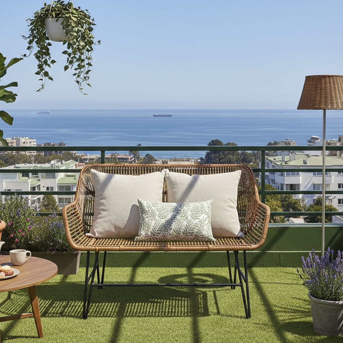 GENERICO - Sofá para Terraza Mimbre Elisa Camel 85x120x120 cm