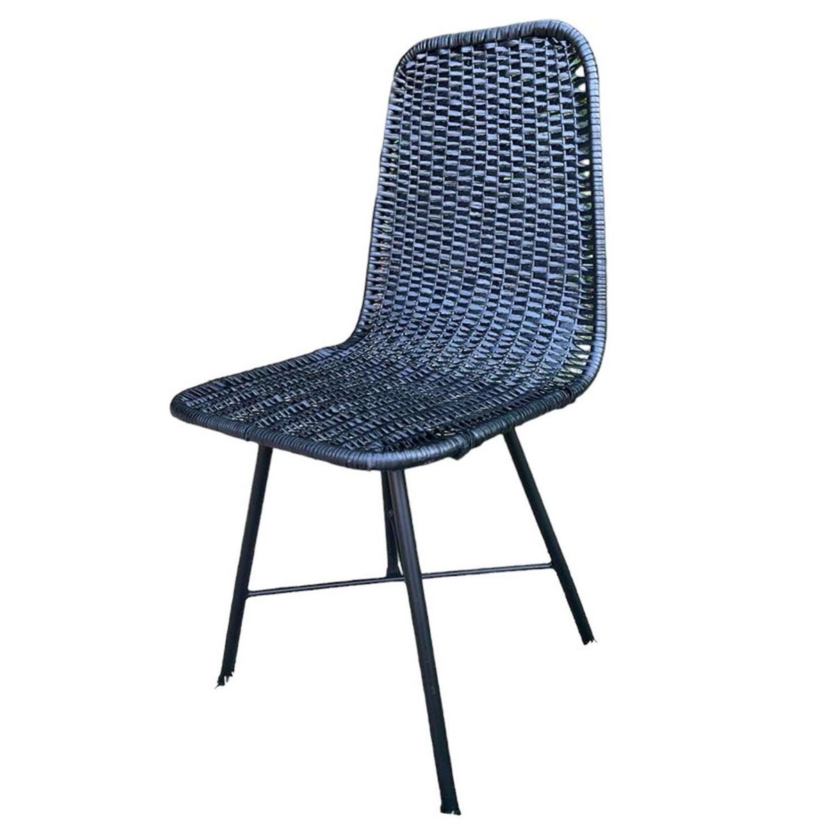 GENERICO - Silla para Terraza Mimbre In Negro 90x43x43 cm