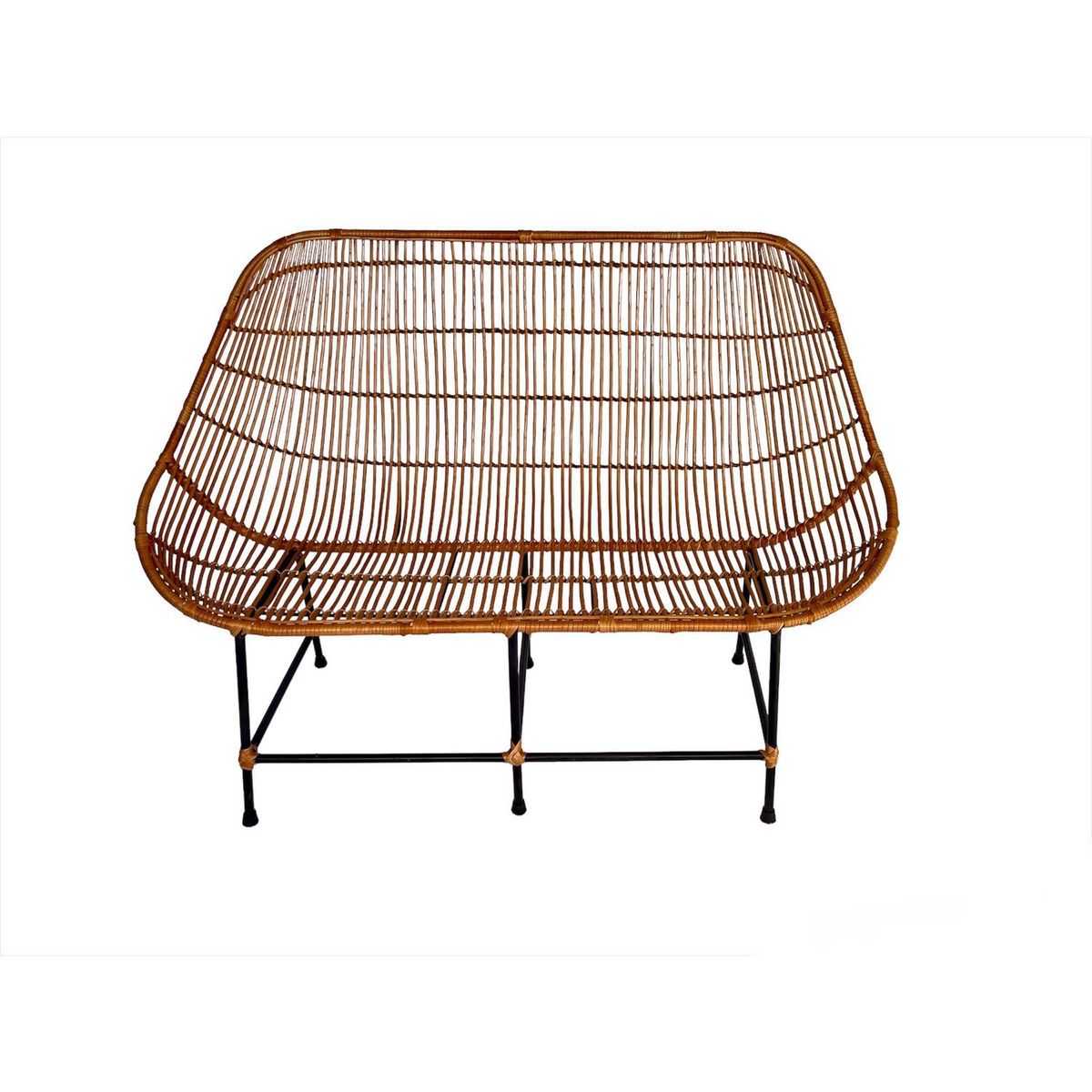 GENERICO - Sofá para Terraza Mimbre Lengua palito Camel 90x120x120 cm