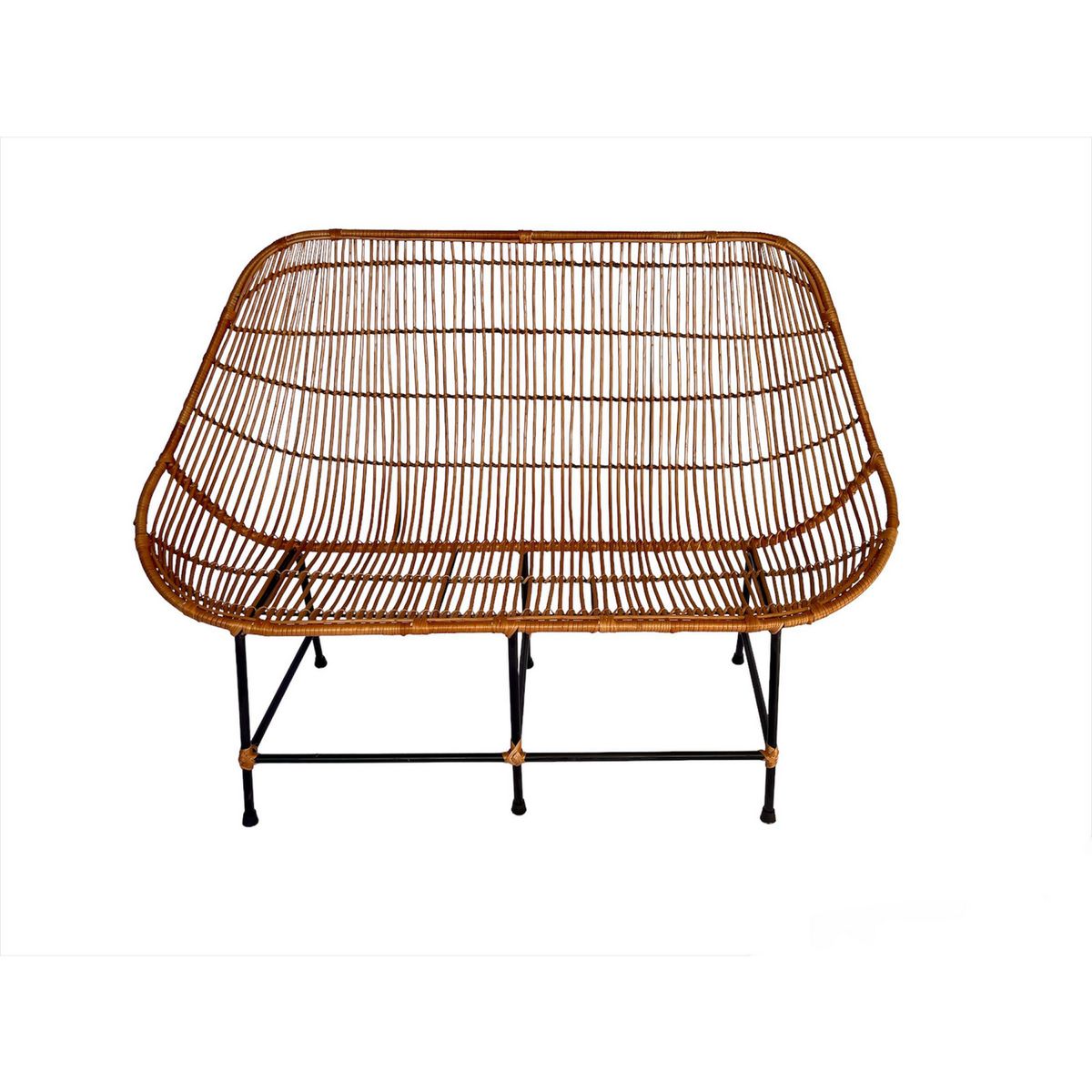 GENERICO - Sofá para Terraza Mimbre Lengua palito Camel 90x120x120 cm