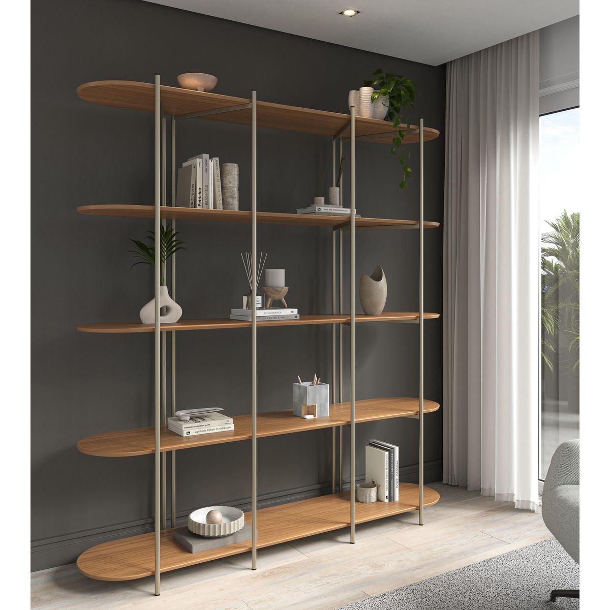 DECOCASA - Estante Enya 5 Nivel(es) 197x23x54 cm Canela