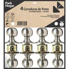 KARSON - Set 4 pomos Cerradura de dormitorio Pomo Embutida Gris