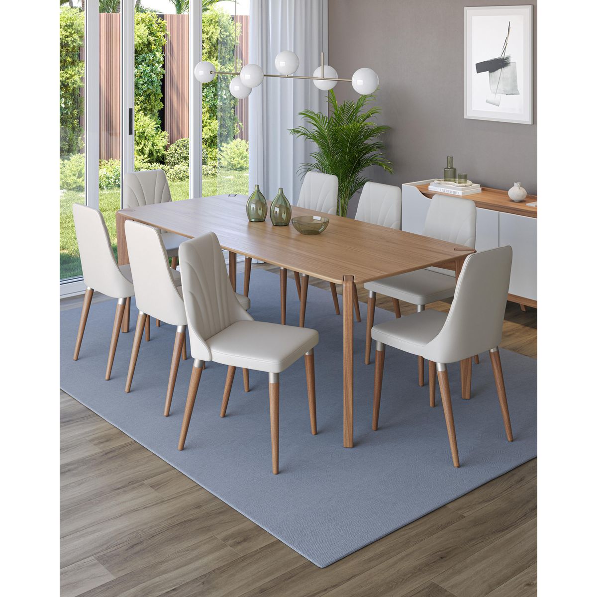 DECOCASA - Juego de Comedor Harmony 8 Sillas Mesa Rectangular 100x77x184 cm Natural