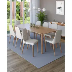 DECOCASA - Juego de Comedor Harmony 8 Sillas Mesa Rectangular 100x77x184 cm Natural