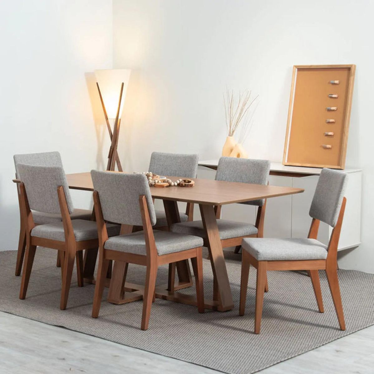 DECOCASA - Juego de Comedor Avena 6 Sillas Mesa Rectangular 90x74x184 cm Café