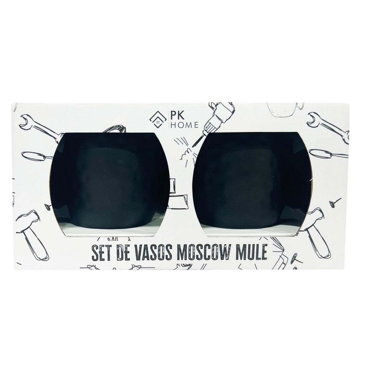 PK HOME - Set 2 Tazas Negras de Aluminio
