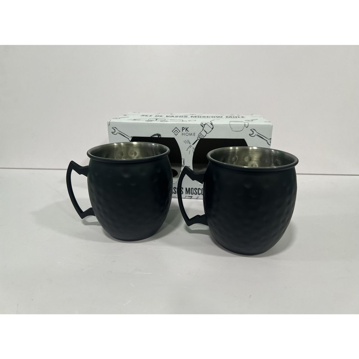 PK HOME - Set 2 Tazas Negras de Aluminio