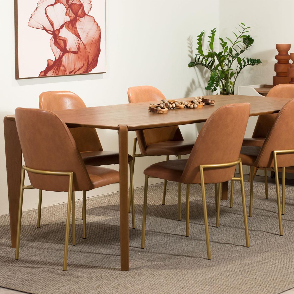 DECOCASA - Juego de Comedor Harmony 6 Sillas Mesa Rectangular 100x77,4x184 cm Natural