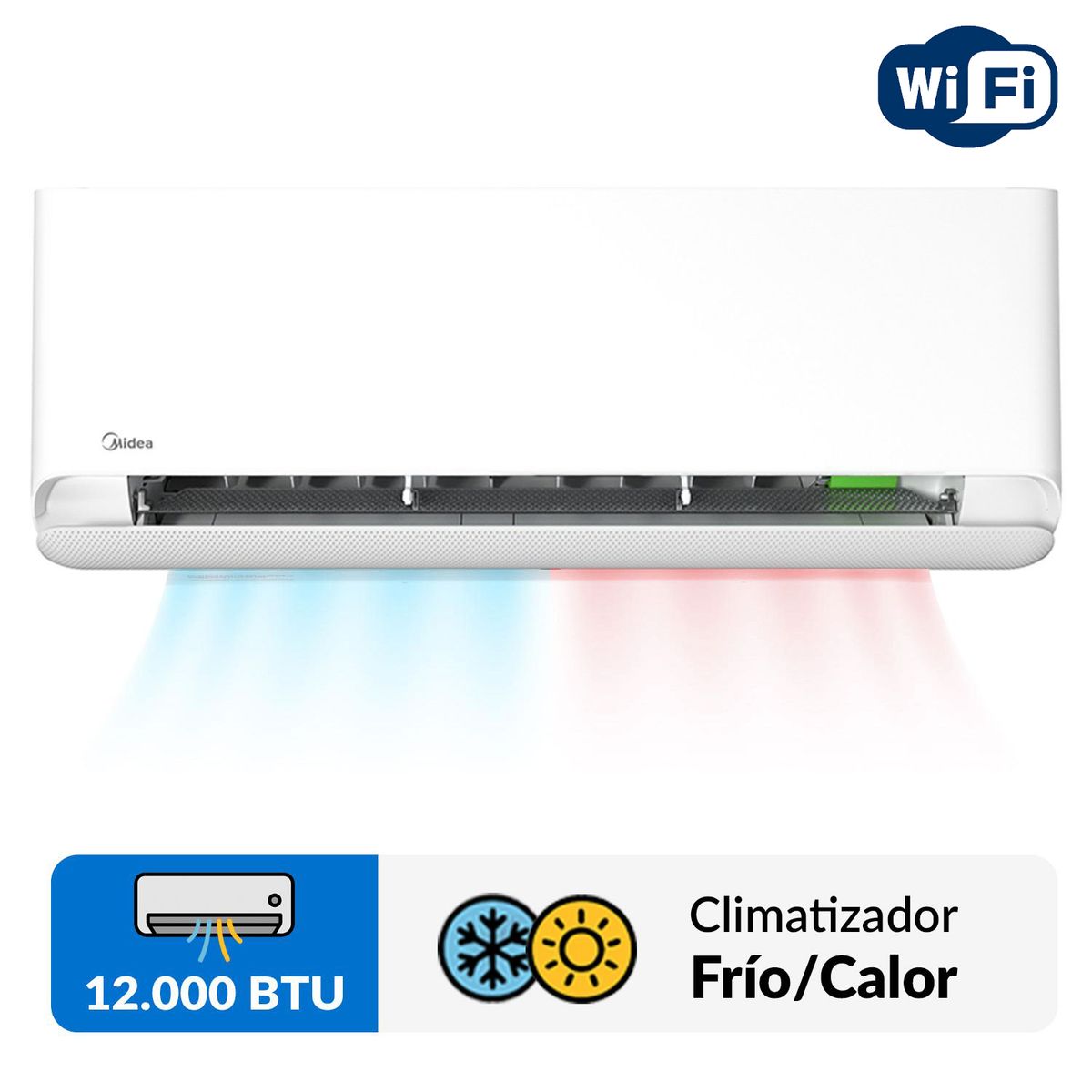 MIDEA - Aire Acondicionado Split Inverter 12000 BTU Breezeless wifi