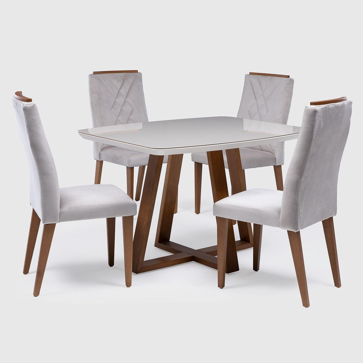 DECOCASA - Juego de Comedor Bennet 4 Sillas Mesa Rectangular 89,5 x 77,4 x 115,5 cm Café/Blanco