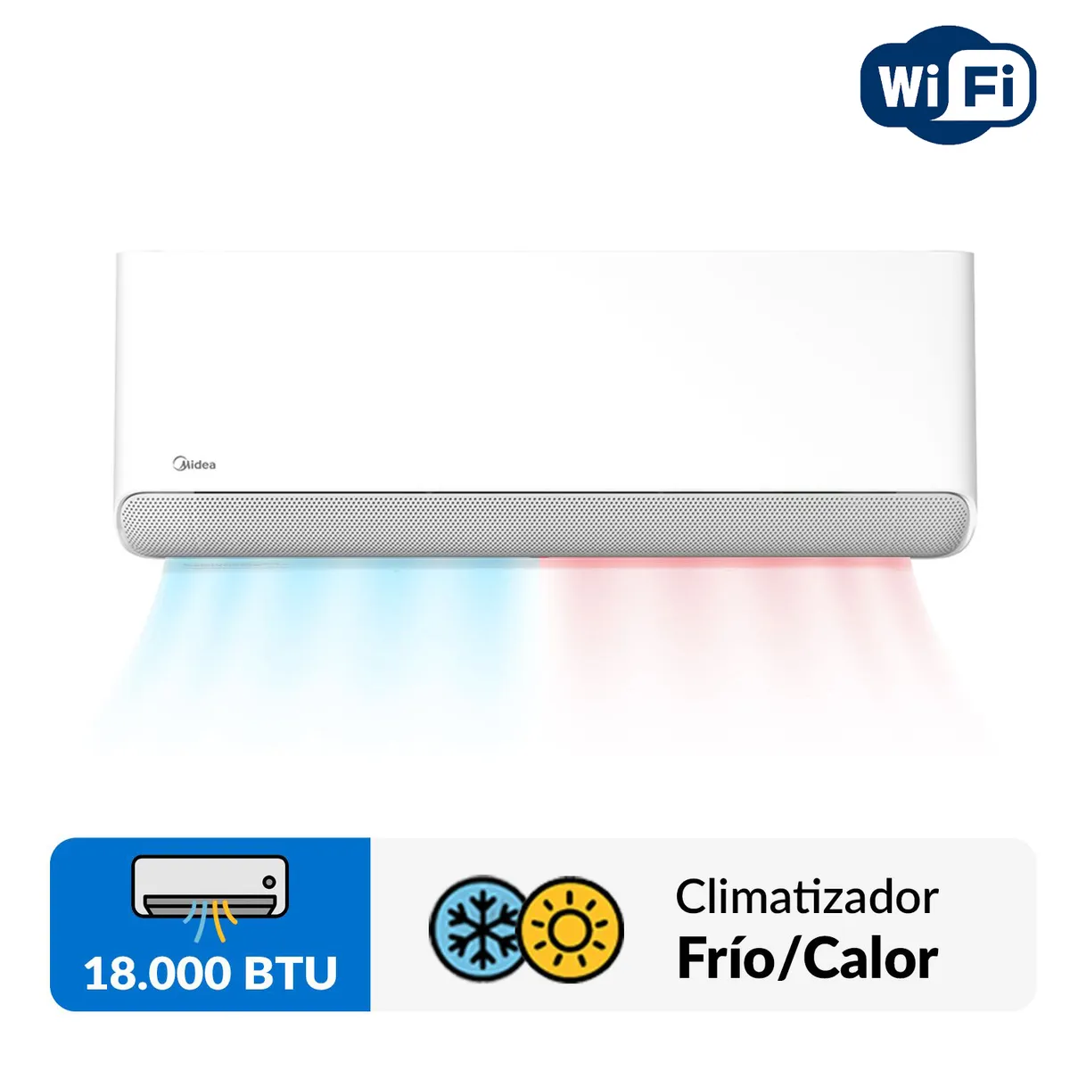 MIDEA - Aire Acondicionado Split Inverter 18000 BTU Breezeless wifi