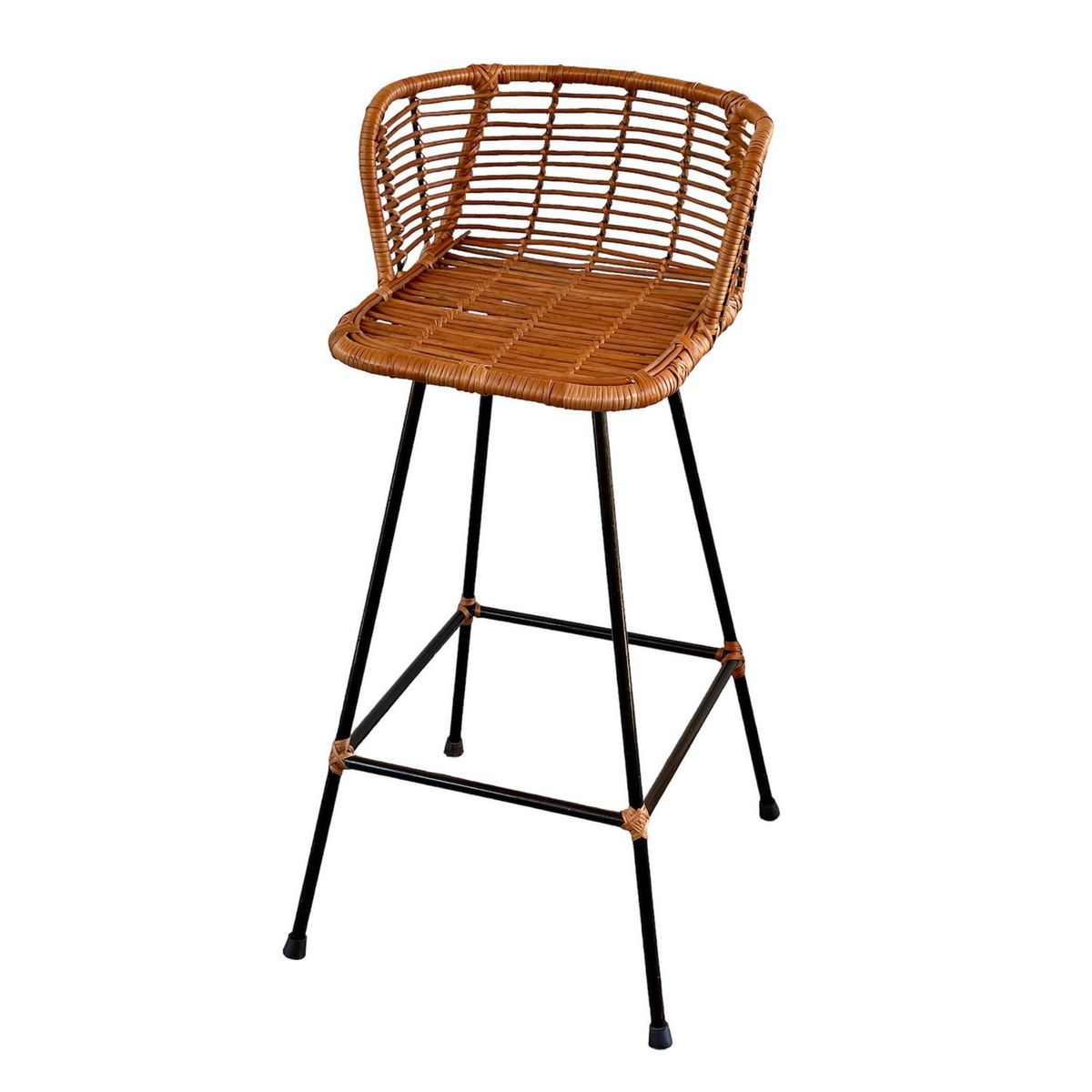 GENERICO - Taburete para Terraza Mimbre Curvo Camel 89x38x38 cm