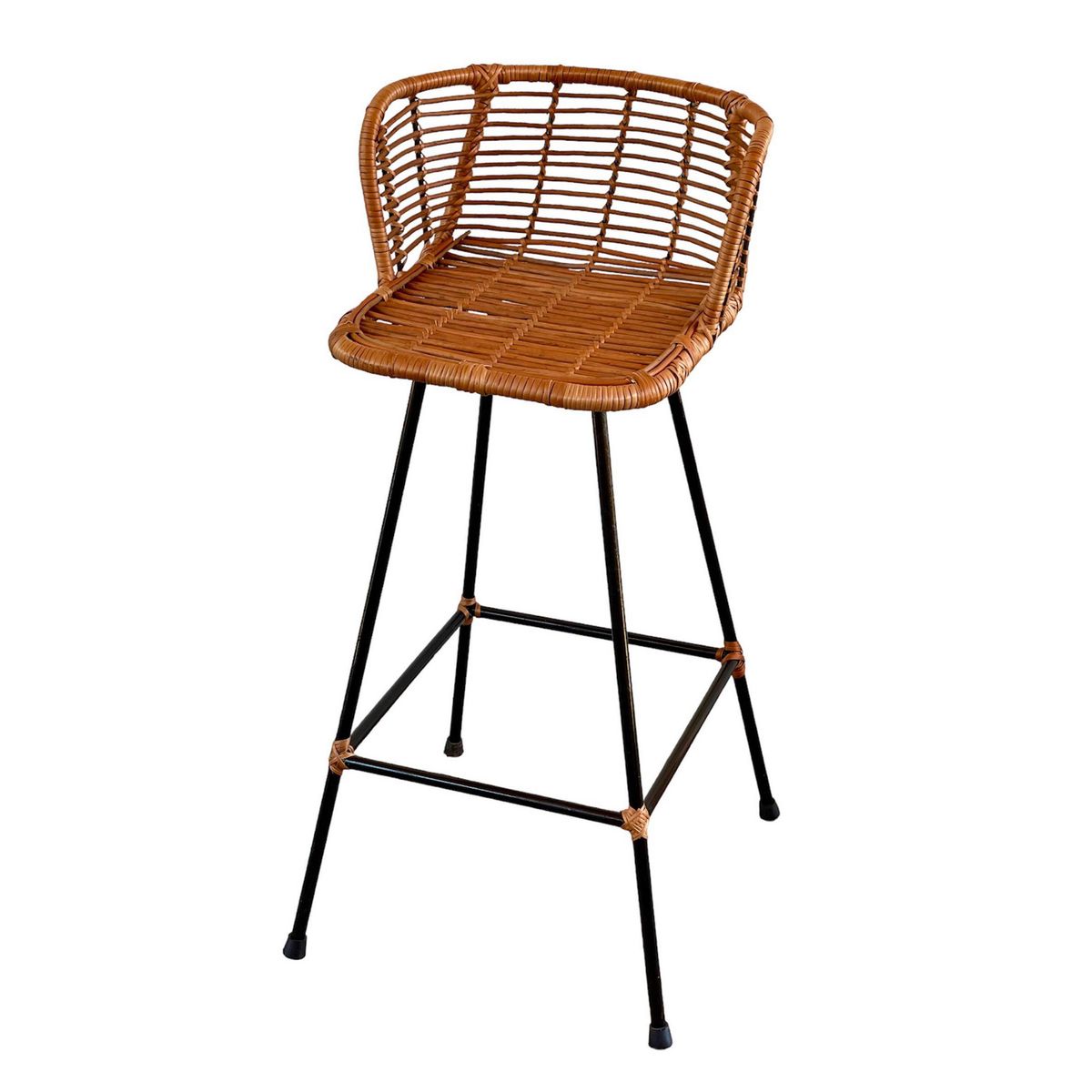 GENERICO - Taburete para Terraza Mimbre Curvo Camel 89x38x38 cm