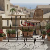 Taburete para Terraza Mimbre Varilla Camel 99x36x36 cm