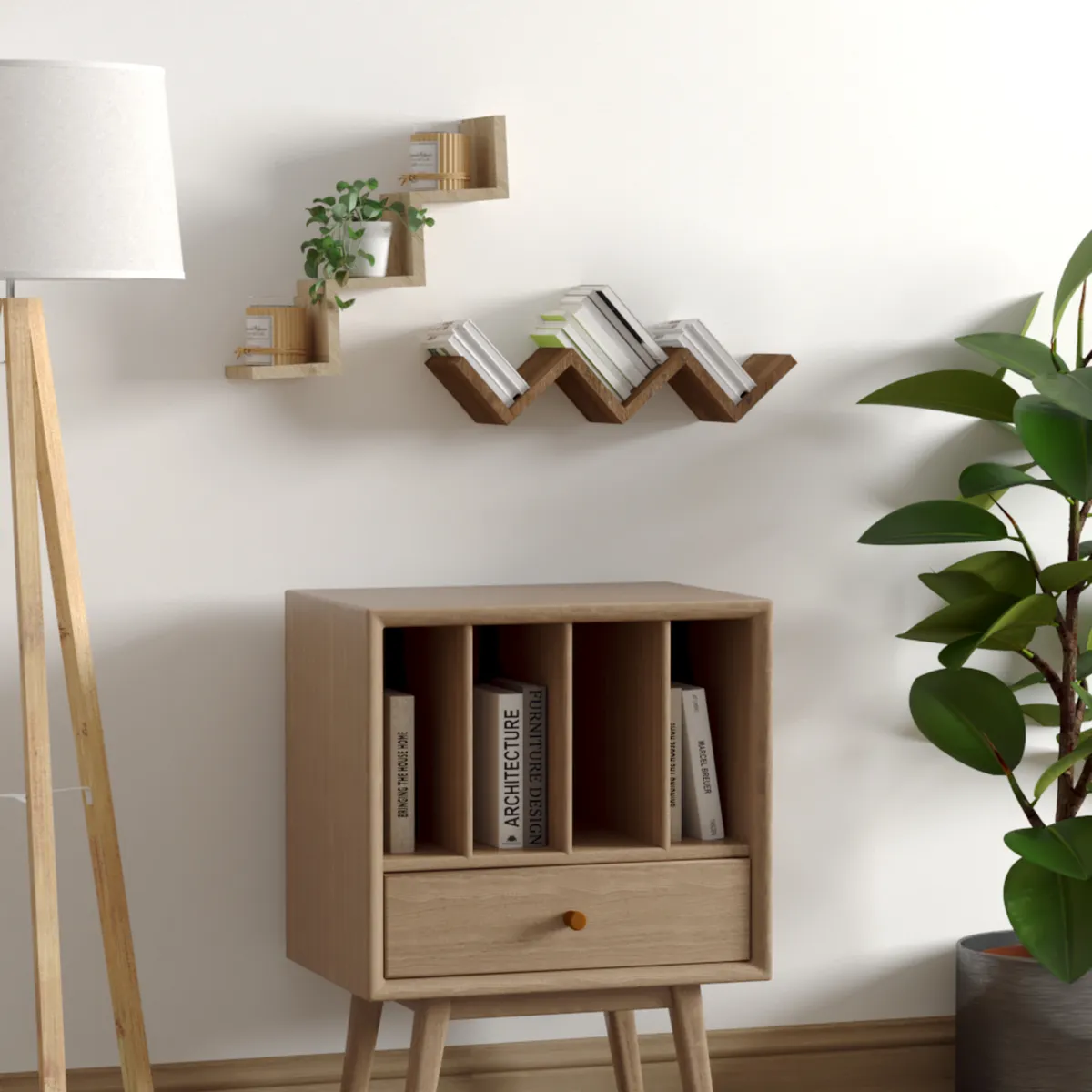 TUHOME - Set de Repisas Dalia MDP 3 Nivel(es) 78x53x10 cm Café Claro/Blanco