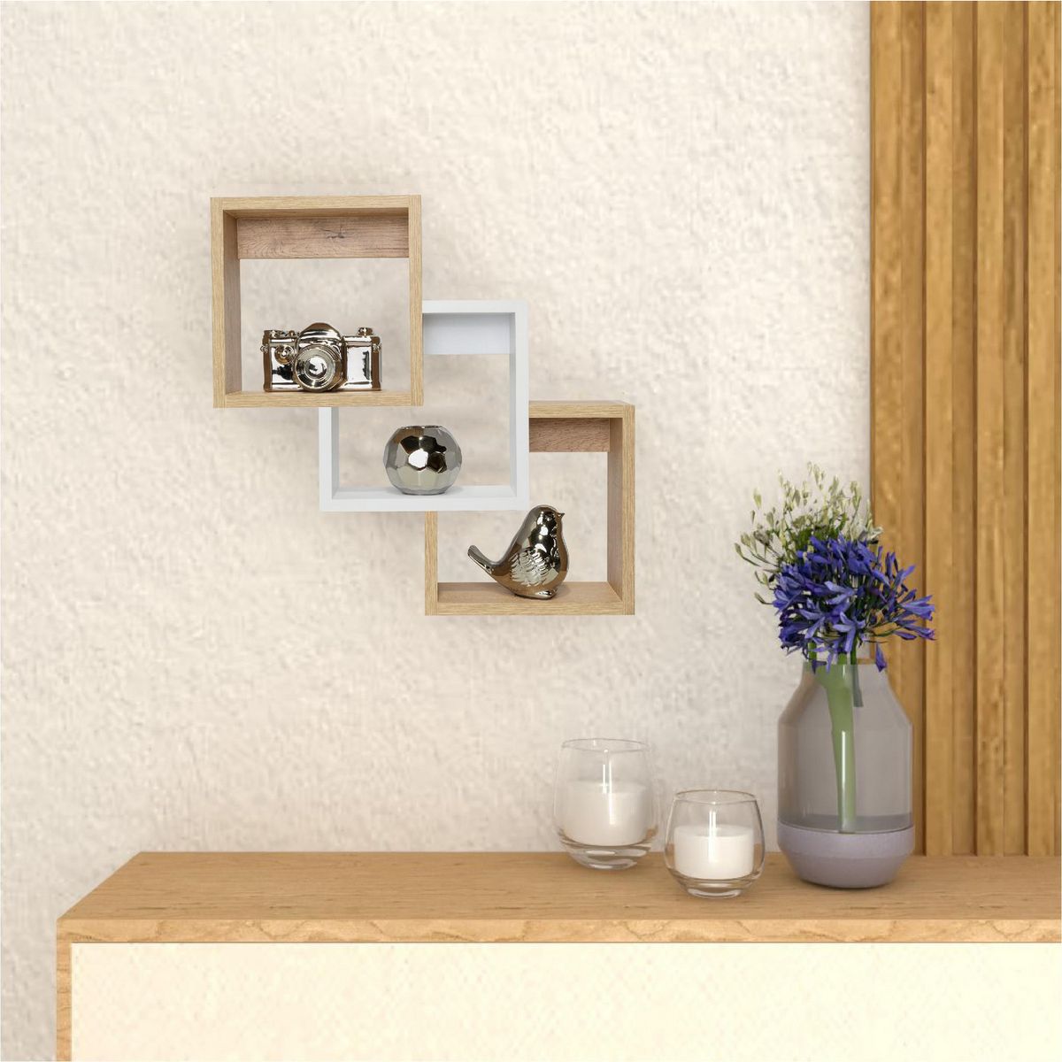 TUHOME - Repisa Alia MDP 2 Nivel(es) 25x44.5x20 cm Café Claro/Blanco