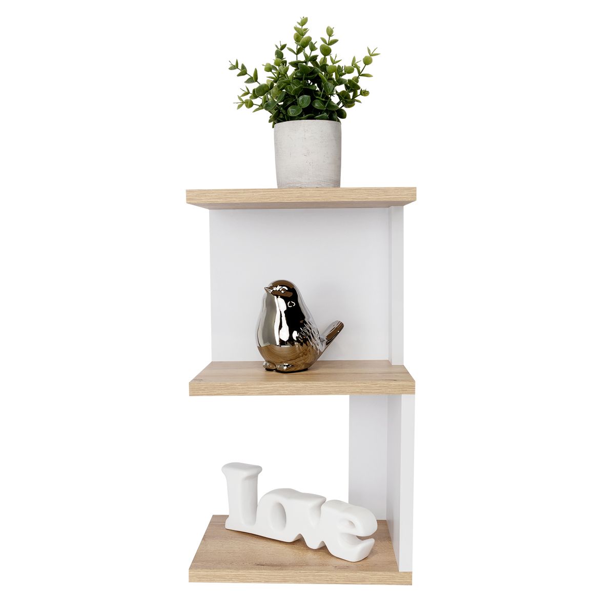 TUHOME - Repisa Índigo MDP 2 Nivel(es) 52x36.5x10 cm Blanco/Natural