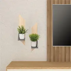 TUHOME - Set de Repisas Vettel MDP 2 Nivel(es) 36x54x36 cm Café Claro/Blanco