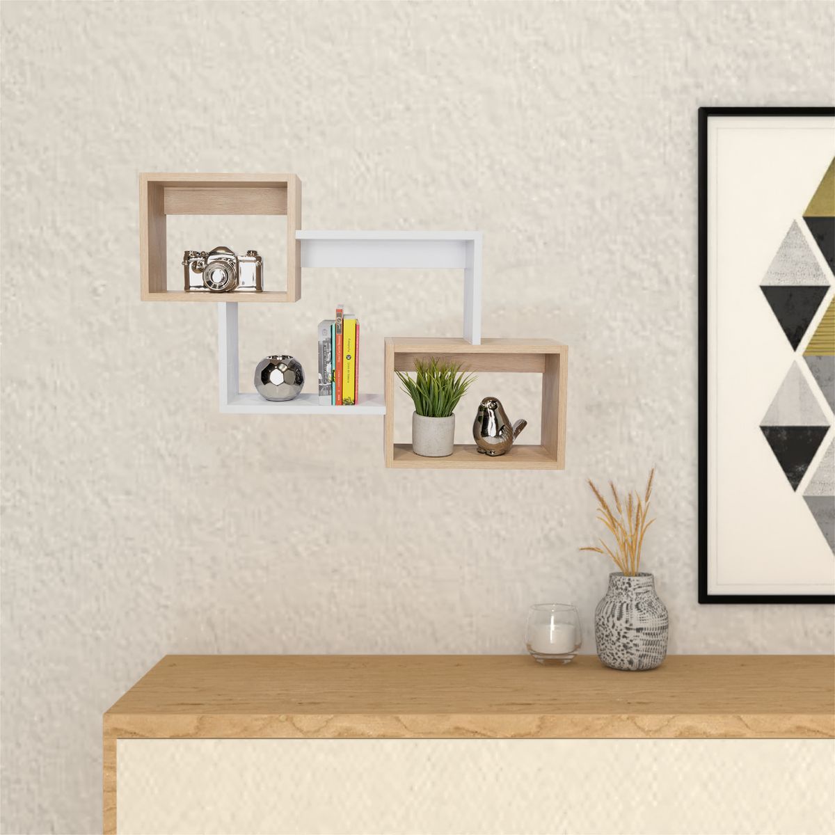 TUHOME - Repisa Alfa MDP 2 Nivel(es) 50x17.5x10 cm Café claro