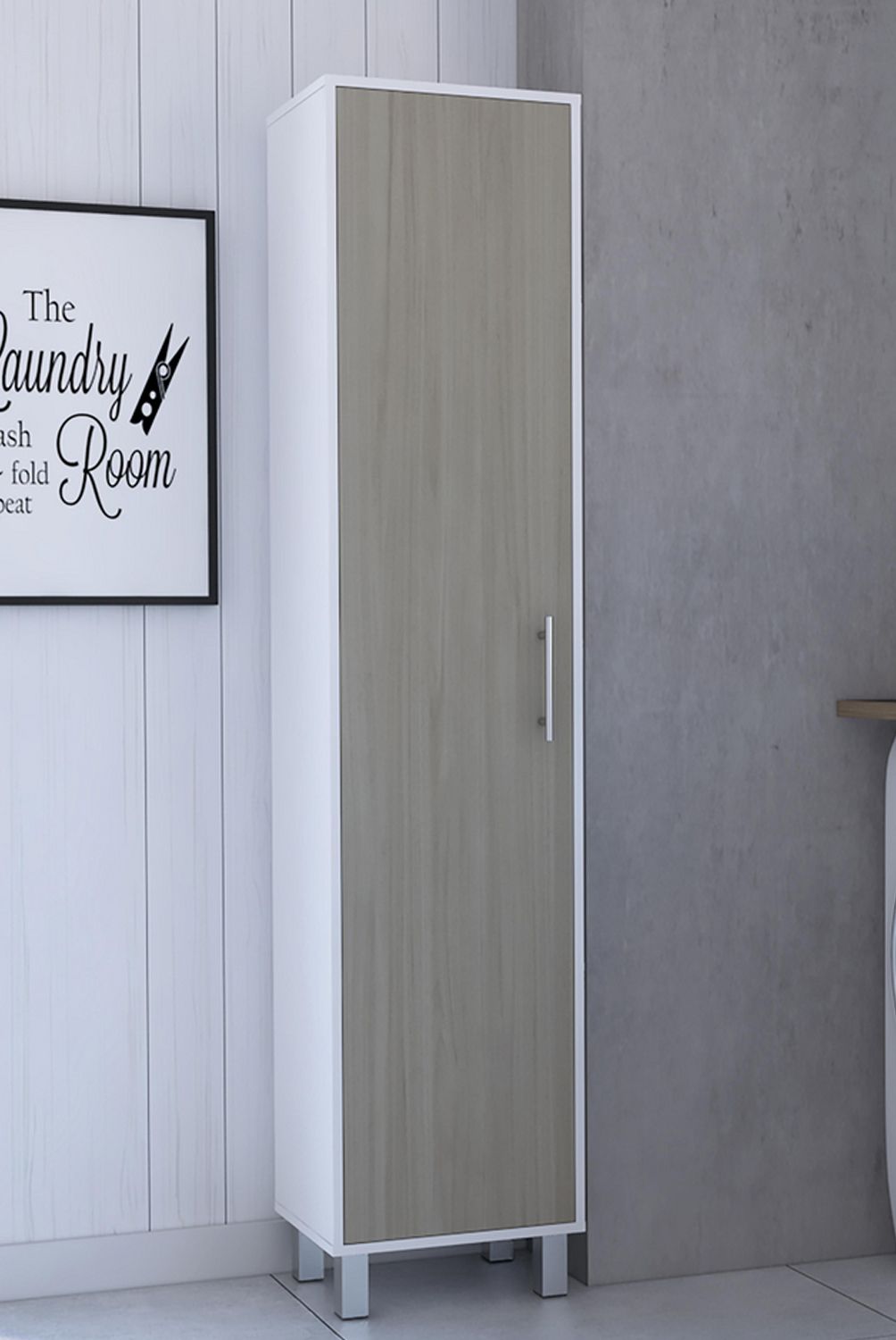 TUHOME - Mueble de Aseo Laska 1 Puerta Blanco Rovere