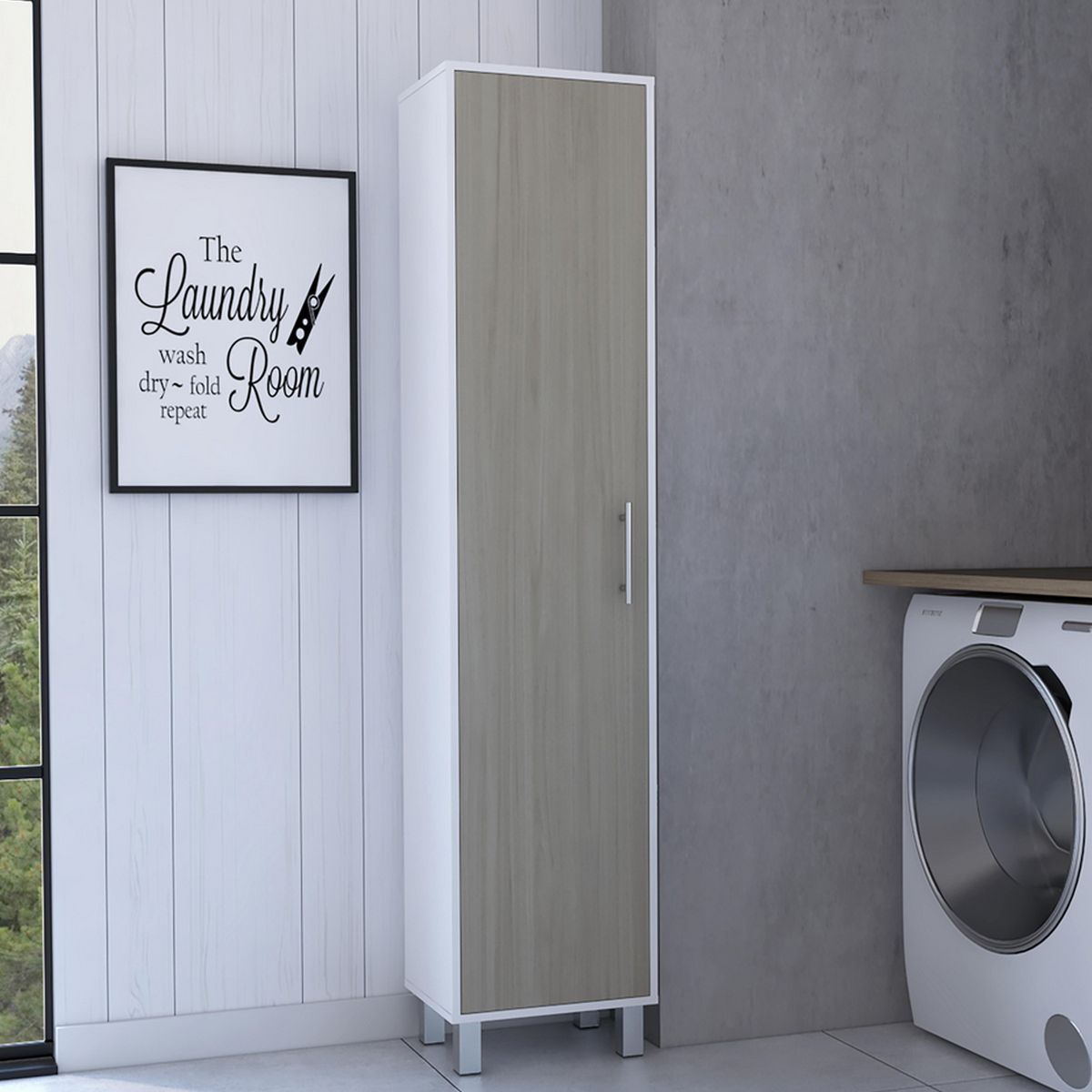 TUHOME - Mueble de Aseo Laska 1 Puerta Blanco Rovere