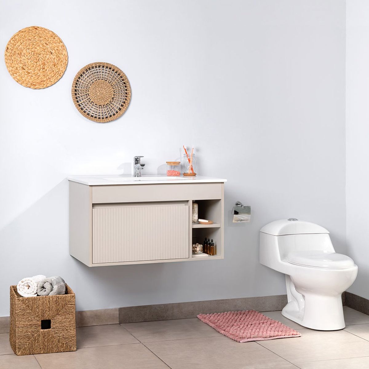 STRETTO - Kit Mueble de Baño Marsella Greige 61x45x46.5 cm