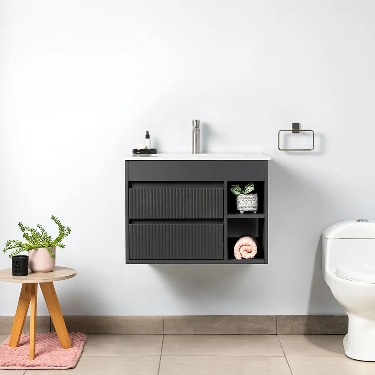 STRETTO - Kit Mueble de Baño París Dark Grey 61x50x46.5 cm