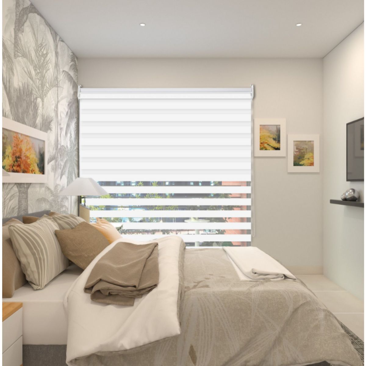 REGGIA - Set Cortina Roller 2 en 1 200x230 cm Blanco