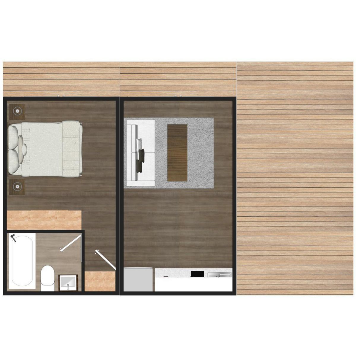 GENERICO - Casa 3 Cápsulas (1 Dormitorio 1 Baño 1 Terraza)