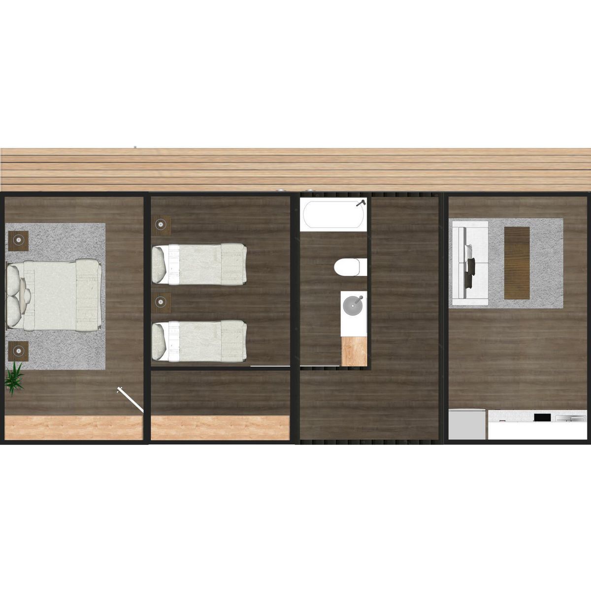 GENERICO - Casa 4 Cápsulas (2 Dormitorios 1 Baño)