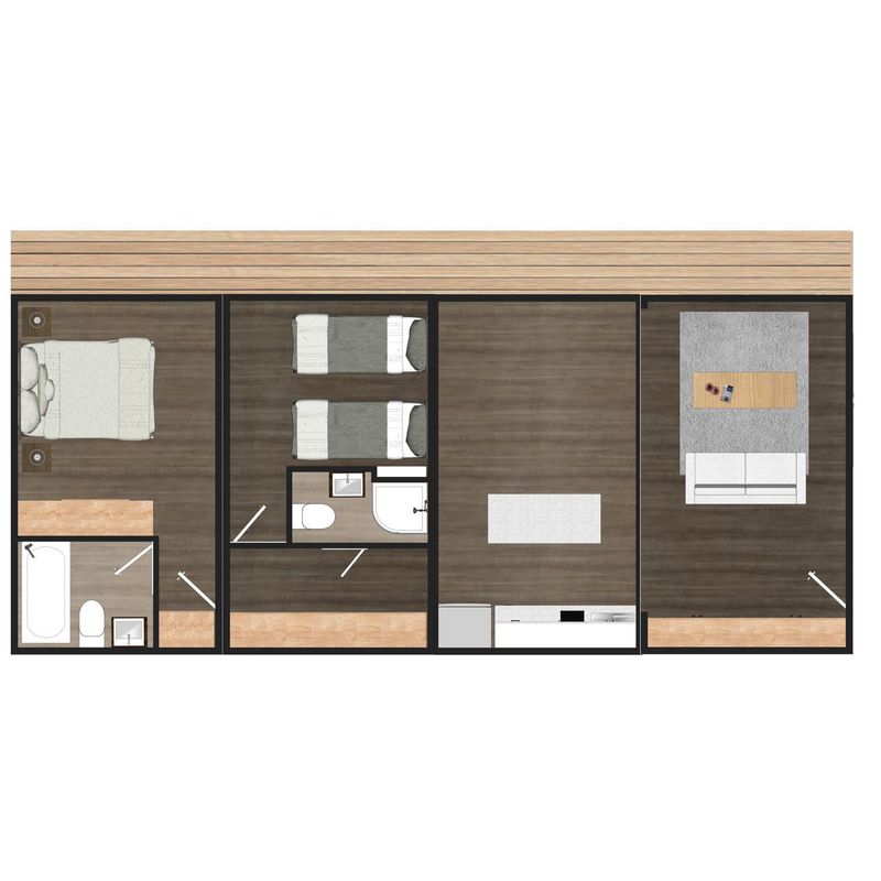  - Casa 4 Cápsulas (2 Dormitorios 2 Baños)