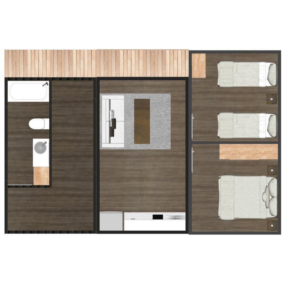 GENERICO - Casa 3 Cápsulas (1 Dormitorio 1 Baño)