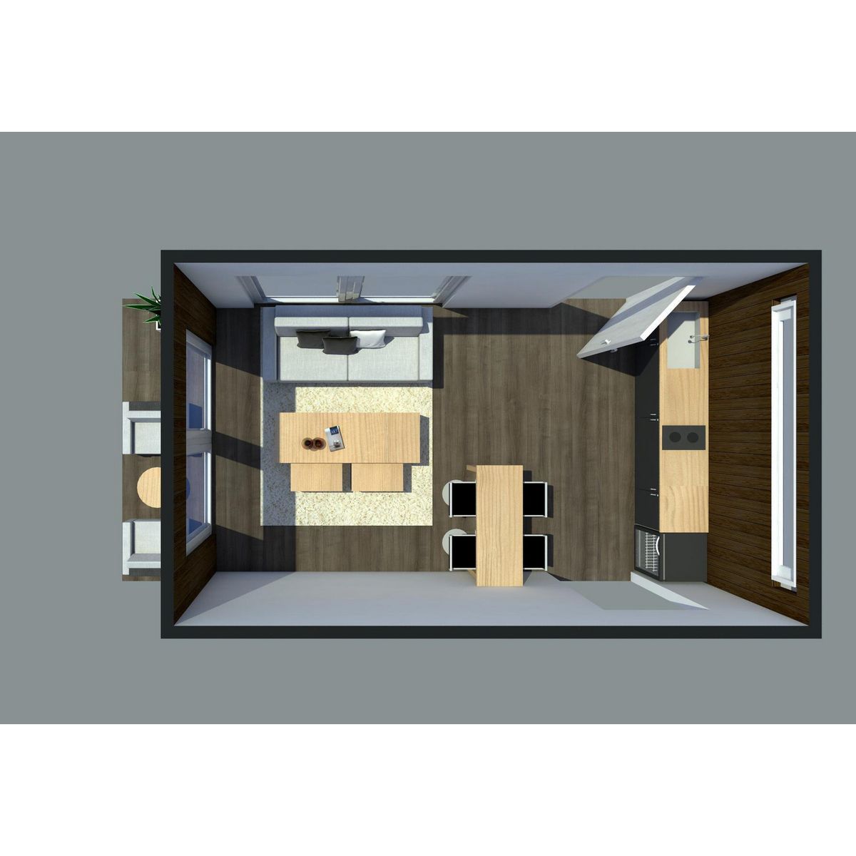 GENERICO - Living comedor/cocina para casas ecomodulares