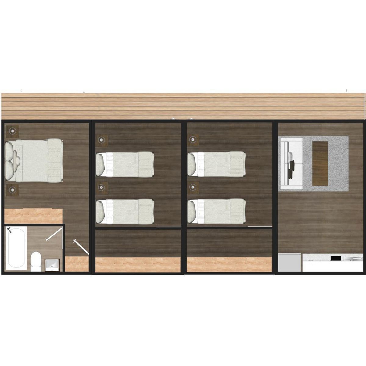 GENERICO - Casa 4 Cápsulas (3 Dormitorios 1 Baño)