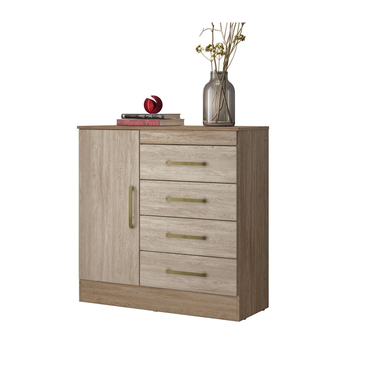 DI PORETTI - Cómoda 1 Puerta 4 Cajón(es) Montevideo 91x92x41 cm Arena