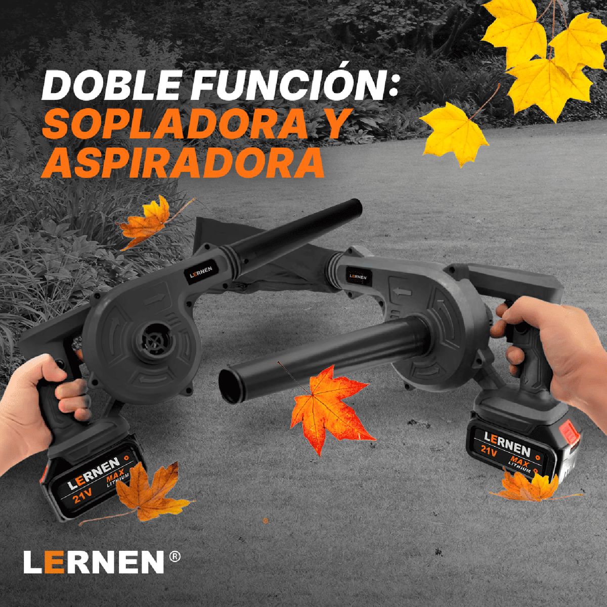LERNEN - Sopladora Aspiradora Inalámbrica Con 2 Baterías