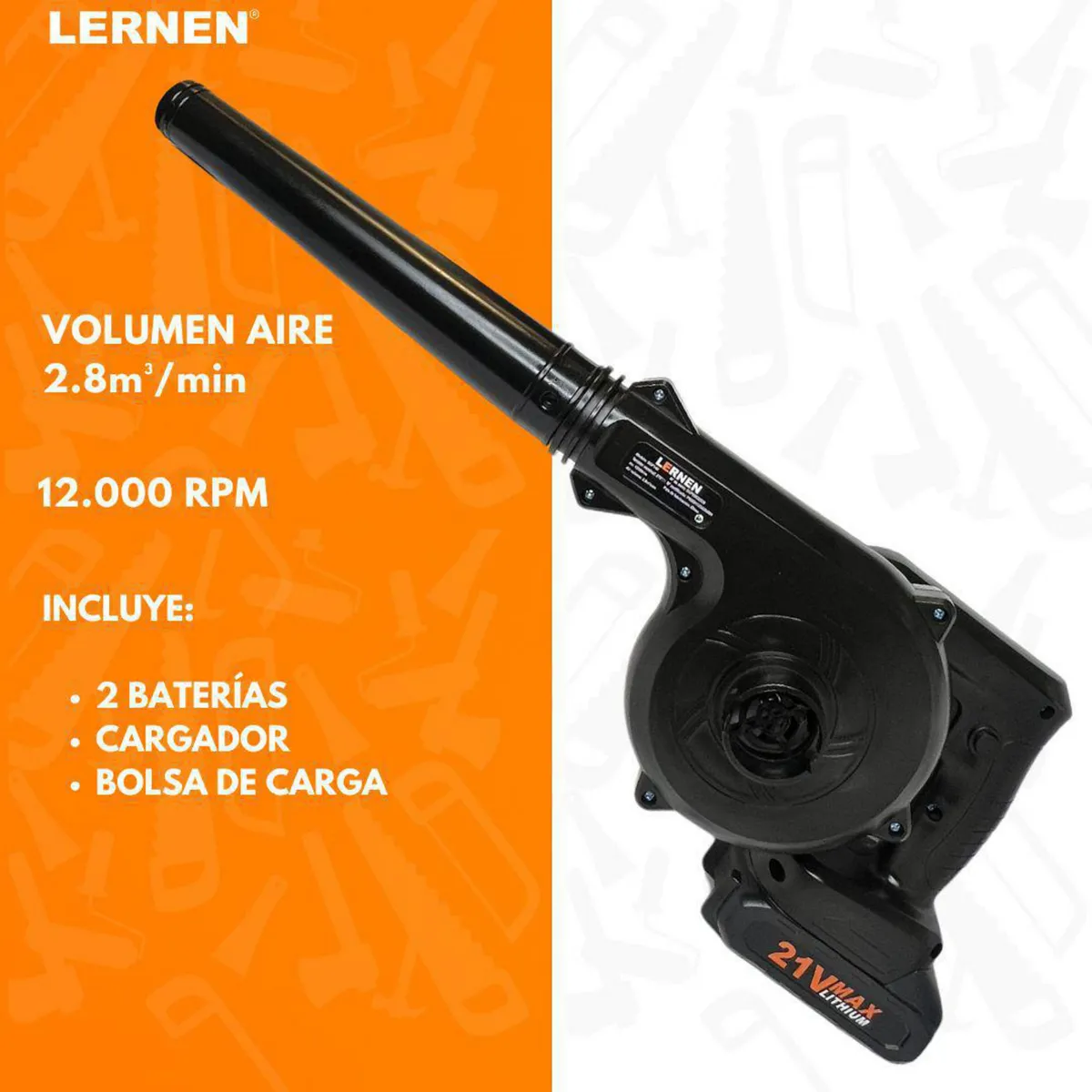 LERNEN - Sopladora Aspiradora Inalámbrica Con 2 Baterías